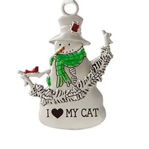 Hallmark I Love My Cat Snowman With Garland Metal Ornament